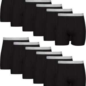 Hanes Men's Boxer Briefs - Black with Gray Waistband, Pack of 12 Opened Unused